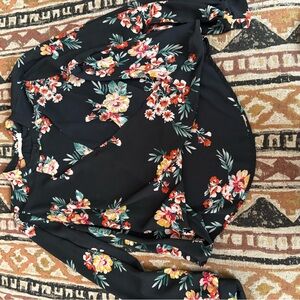 Lush Black Floral Blouse